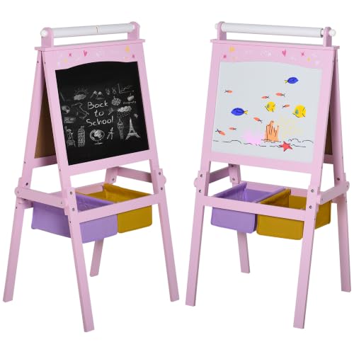 Pizarra Infantil HOMCOM 3 en 1 Rosa