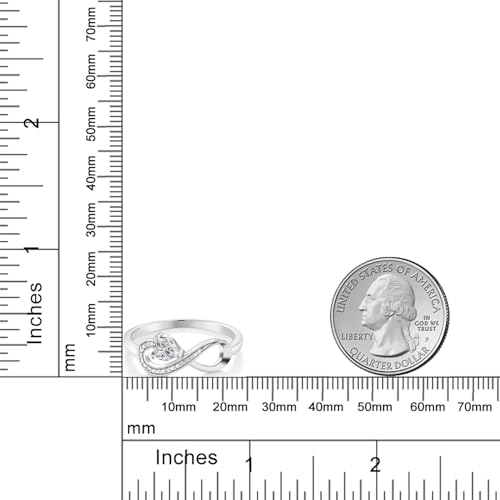 Gem Stone King Infinity Ring For Women | 10K White Gold | 4MM Heart Gemstone Birthstone and White Diamond Accent | Heart Shape Wedding Engagement Anniversary Promise Ring For Women3