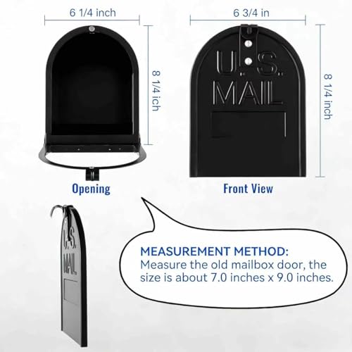 Mailbox Replacement Door Black,Magnetic Mailbox Door Replacement,Mailboxes Repair Kit,6 1/4\"(W) x 8 1/4\"(H) ,Easy Installation,Suitable for Replacing The Doors of Most Standard Brick Mailboxes
