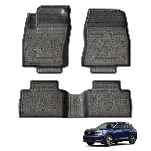 Powerty Floor Mats for Nissan Kicks 2025 2026 Accessories All Weather TPE Custom Anti-Slip Mats Floor Liners for Car Protection 1st & 2nd Row Black