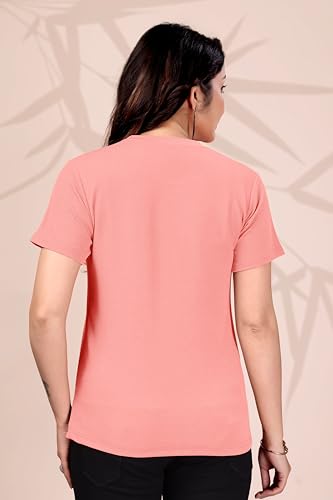 Image of Women Round Neck Printed Cotton Blend Regular Fit T-Shirt