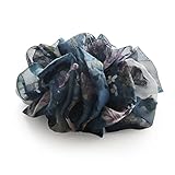 [ジュエルボックス] JewelVOX バナナクリップ ヘアクリップ ヘアアクセサリー ドレープ シフォン 花柄 フラワー おしゃれ 人気 大人 (ネイビー)