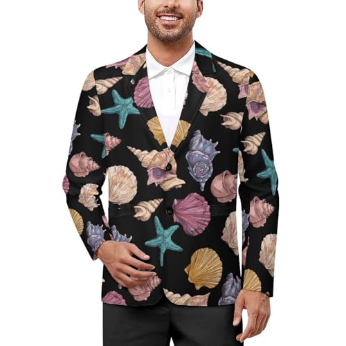 Shells Conchs And Starfish Men's Blazer Printed Button Suit Jacket Slim Sport Coat Blazers