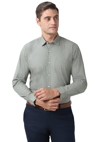 Image of Peter England Men's Printed Formal Shirt - 100% Cotton, Full Sleeves