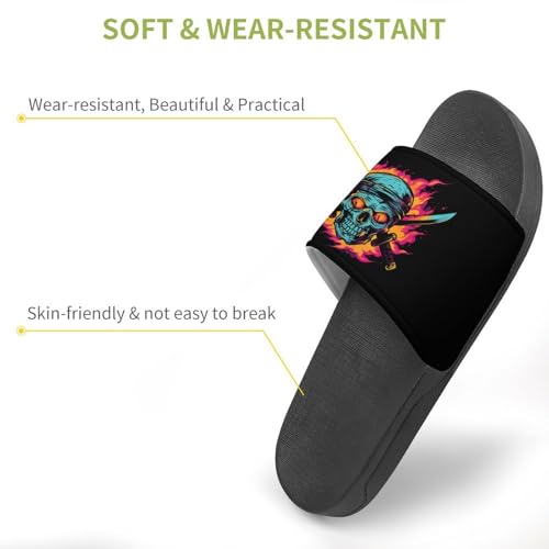 Angry Skull Flame Non Slip Slides Sandals for Women Men Quick Drying Shower Shoes for Bathroom Pool Beach3