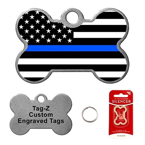 Blue Line Flag - Customized - Pet Tag - Bone Shape - Tag-Z Dog Tags #TOP12