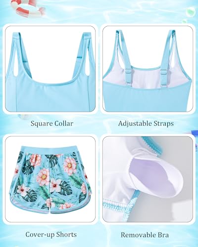 Image of TUONROAD Girls 3pcs Tankini Swimsuit Size 11-16 Bathing Suits for Teens