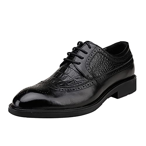 Zapatos formales para hombre en cuero brogue con elegante grabado de cocodrilo y suela de goma