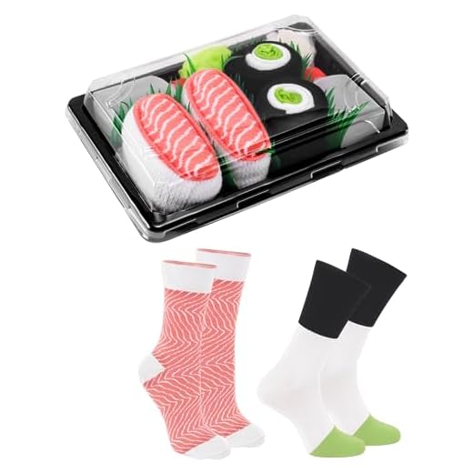 Sushi Socks Box - 2 paires de Sushi CHAUSSETTES en Coton: Saumon Nigiri Concombre Maki - CADEAU CRÉATIF pour Fammes et Hommes, Saumon, Concombre Maki, 36/40