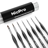 Nicpro Miniature Detail Paint Brush Set, 7 Black Micro Professional Small Fine Painting Brushes for
