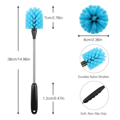 Image of Bottle Brush,15-inch Long, Bottle Brush Cleaner, Bottle Scrubber, Kitchen Scrub Brush Suitable for Water Bottles, Cups, Glasses, Baby Bottles, Wine Glasses, (1, Blue)