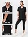 THE GYM PEOPLE Women's Loose fit Workout Polo Shirts Back Short Sleeve V Neck Tees Tops with Side Slits Black