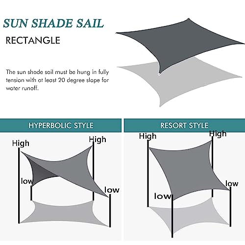 Voile d'ombrage anti-UV imperméable protégeant à 98% votre grand espace - 4
