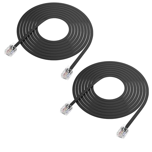 XMSJSIY Lot de 2 rallonges RJ12 6P6C - Câbles téléphoniques mâles vers mâles - Données pro grade et ligne vocale pour réseau fixe, téléphone, modem,...