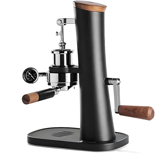 Juego de cafetera manual, máquina de café espresso de manivela con manómetro visual, cabezal de preparación de 58 mm, función de preremojo, capacidad máxima de depósito de agua de 130 ml