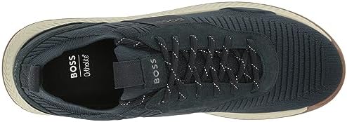BOSS Men's Structured Knit Sock Running Sneaker, Asphalt Blue, 9 | Image 4