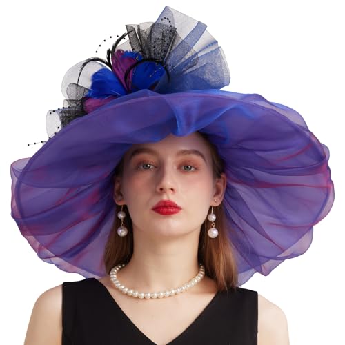 Sombrero de dama tipo Derby con organza para boda y té miniatura 2