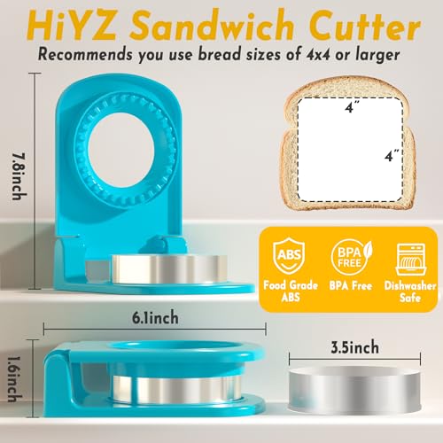 HiYZ Sandwich Cutter and Sealer - Stainless Steel Decruster Sandwich Maker - Peanut Butter and Jelly Crustless Sandwich Bread Pancake Maker Cookie Cutter for Kids Children Boys Girls — view 3