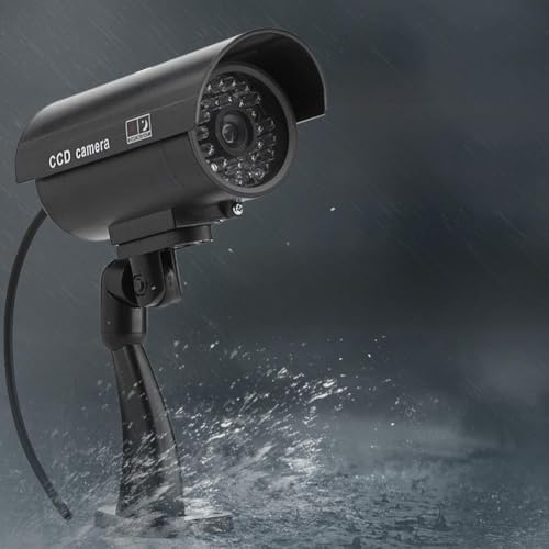 Aumotop Cámara de Vigilancia Falsa Realista Tipo Bala con LED Intermitente, Fácil Instalación para una Larga Vida útil y una Protección Sólida, Adecuada para Uso en Interiores y Exteriores