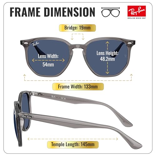 Image of Ray-Ban RB4306 Square-Round Shaped Sunglasses for Men & Women with Official RAYBAN Eyewear Kit