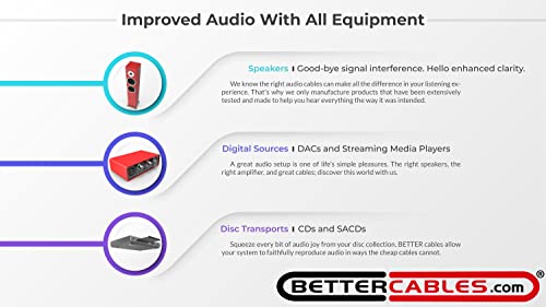 Bettercables.com 10 Feet Better Cables Silver Serpent Anniversary Edition Red/Black Rca Audio Interconnect Cables - Stereo Pair (2 Cables) High-End, High-Performance, Premium Hi-Fi Audio - #TOP1