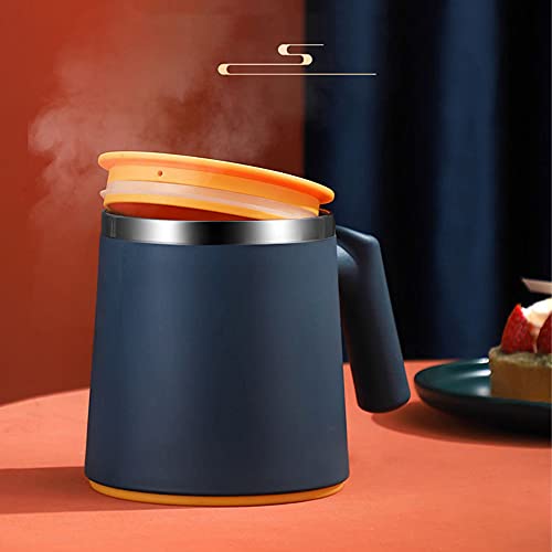 Taza de café de té de gran capacidad con doble pared de acero inoxidable portátil con mango (azul) - Imagen 3