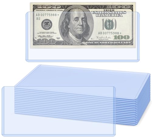 15 Pack Hard Plastic Clear Money Holders Dollar Bill Holders Money Top-Load Sleeves 6.85 2.91 Inches Currency Holder for Bills Collectors