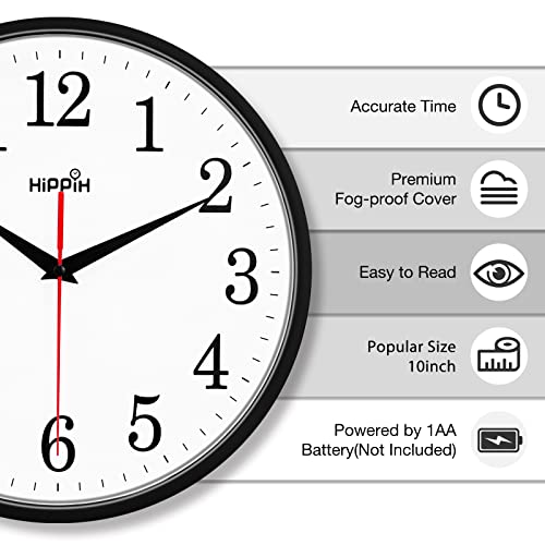 Yoobure 10 Inch Silent Quartz Decorative Wall Clock Non-Ticking Classic Digital Clock Battery Operated Round Easy To Read Home/Office/School Clock #TOP3