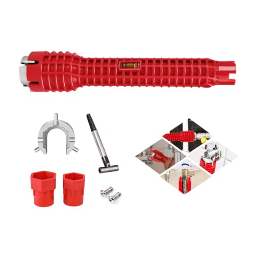 HIOQFR Llave de Tubo para Grifo Fregadero 8 en 1 Llave Apretar Grifo Cocina Fontaneria Herramienta para Instalación de Grifo Llave Multifuncional de Grifo Fregadero Llaves para Lavabo de Baño
