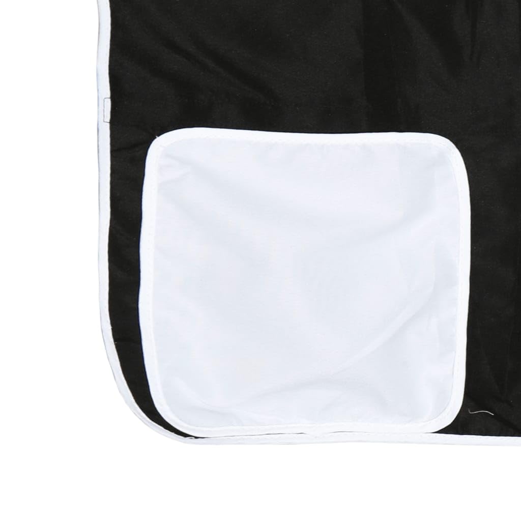 Vorhänge für Hochbett mit Tunnel und Turm Weiß Schwarz aus Polyester mit Aufbewahrungstaschen Betthimmel Zubehör für Kinderzimmer Spielspaß und sichere Befestigung am Lattenrost