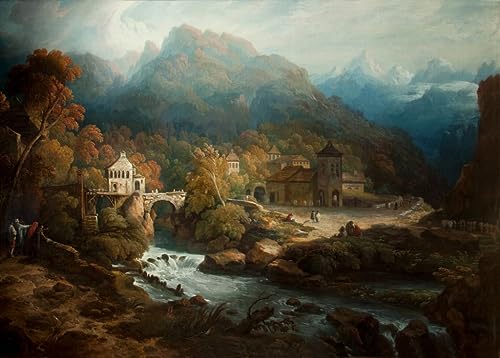 Pintura mural decorativa de las montañas de Vietri, lienzo vintage para pared de dormitorio 60x90