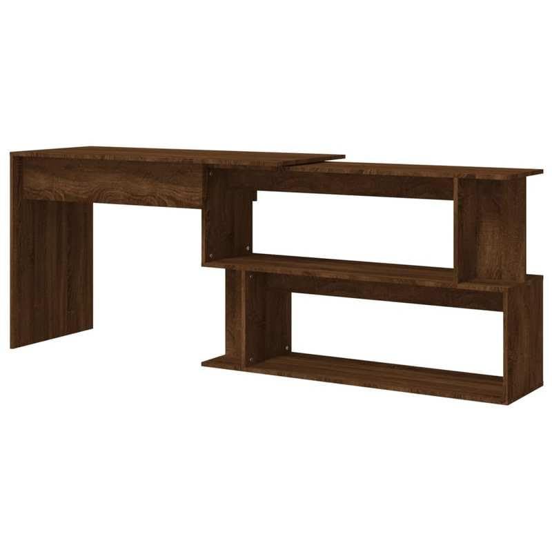 Eleganz Escritorio esquinero de madera en aspecto de roble 200 x 50 x 76 cm – Mesa de oficina que ahorra espacio para oficinas grandes, duradera y elegante