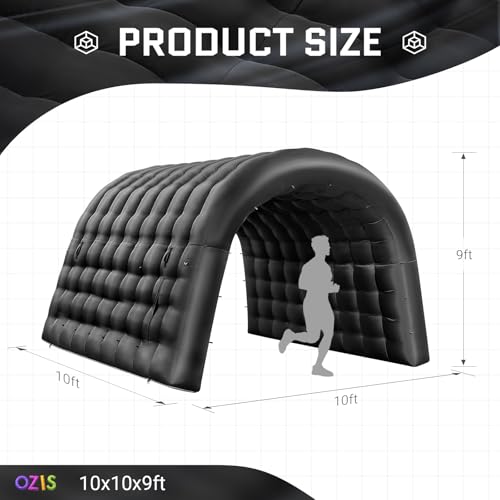 Image of OZIS 10FT Inflatable Tunnel Entrance Sport Tunnel with 250W Blower Inflatable Entryway for Business Advertising Event Exhibition Promotion(Black,10x10x9ft)