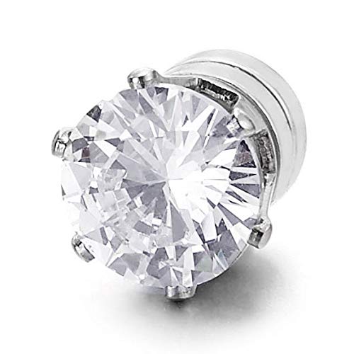Mens Womens Magnetic Cubic Zirconia Stud Earrings, Steel, Non-Piercing Clip On Cheater Fake Ear3
