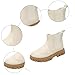 Ankle Boots For Toddler Girl,Fashion Kids Side Zipper Slip on Lug Sole Chelsea Booties Comfortable Low Heel Leather Cowgirl Boots For Little Girls Waterproof Combat Shoes (White, 11 Little Child)