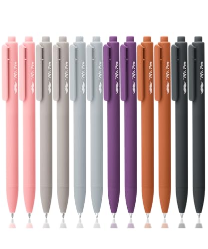 Image of Mr. Pen- Retractable Gel Pens, 12 Pack, Black Ink, Earthly Neutrals Barrel | Fine Point 0.5mm, Fast Dry, Smooth Writing, Cute Pens for Drawing, Writing Planner and School Supplies