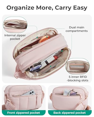 Image of BAGSMART Cross Body Purse, Mini Crossbody Bags for Women Travel Purse, Puffy Shoulder Handbag Wallet with RFID Blocking Slots, Bistro Grey