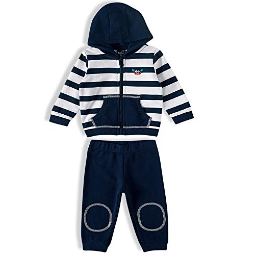 Conjunto Moleton Felpado com Touca, Monstro, Tip Top, Bebê Menino, Marinho, G