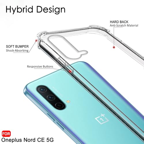 Image of TheGiftKart Crystal Clear Back Cover Case for OnePlus Nord CE 5G (2021) | 360 Degree Protection | Shock Proof Design | Transparent Hard Back Cover Case (PC & TPU, Transparent Bumper)