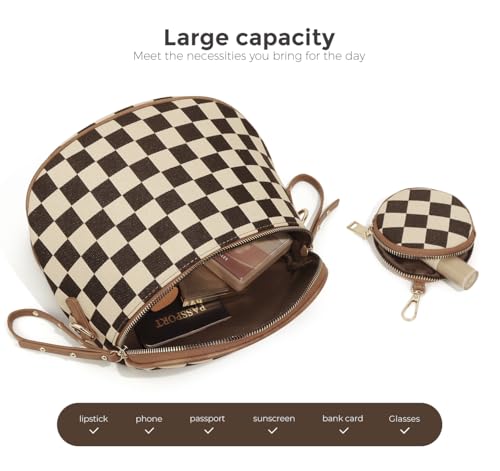 Image of 2 Pcs Checkered Crossbody Bags for Women Bum Bag Checkered Cross Body Sling Backpack Hobo Satchels Shoulder Wallet Purses