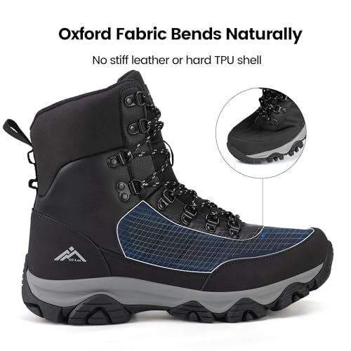 CC-Los Men's Snow Boots | Winter Waterproof Hiking Boot | Segmented Insulation Warm Fur Lined | Black Size 7-134