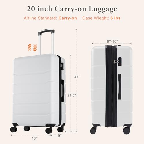 Sweetcrispy 20 Inch Carry-On Luggage, Hard Shell Expandable Suitcase with Spinner Wheels and TSA Lock, Lightweight Rolling Travel Carry On for Airline Approved Business and Weekend image 8
