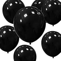 HYKJNBW Black Party Balloons 50 Pack 12inch Strong Thicken Black Latex Balloons Round Helium Balloon for halloween Birthday Kids Party Weddings Decorations Supplies