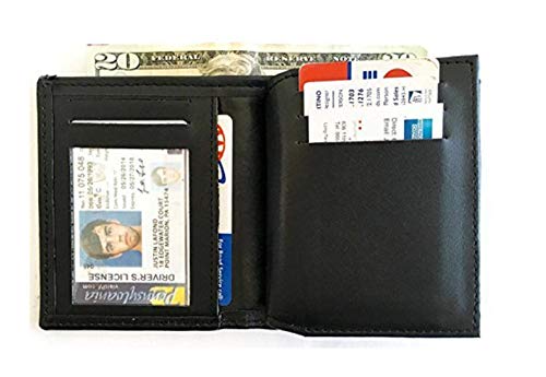 Hero s Pride Leather Bi-fold Flat Badge Wallet Fits California Department of Corrections Badge, Black, Medium