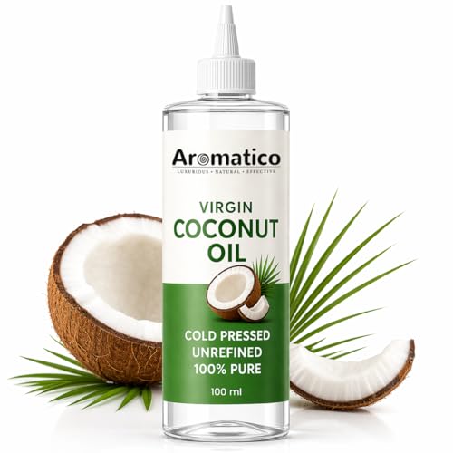 Image of AROMATICO 100% Pure Virgin Coconut Oil Cold Pressed for Healthy Hair & Skin, Natural solution for Moisturised Skin, Hair Care & Body - 100ml