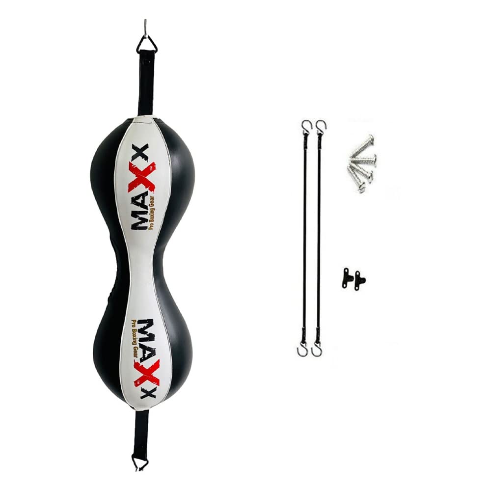 TWIN Double End Bag Floor to Ceiling Ball Punch Bag With Ropes Hooks + Anchor DB (BLACK/WHITE, TWIN DOUBLE END + ROPE) — image 1