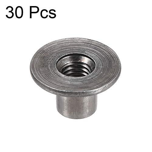 sourcing map 30pcs M6x17,5x1,4mm T Mutter Kohlenstoffstahl Befestigungsmaterial Montagebefestiger Durchgangsloch Flanscheinsatz Innengewinde