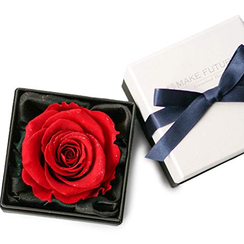 Makefuture Diamond Rose 9 プリザーブドフラワー 花 プロポーズ 薔薇 赤 一輪 フラワーボックス ブライトレッド