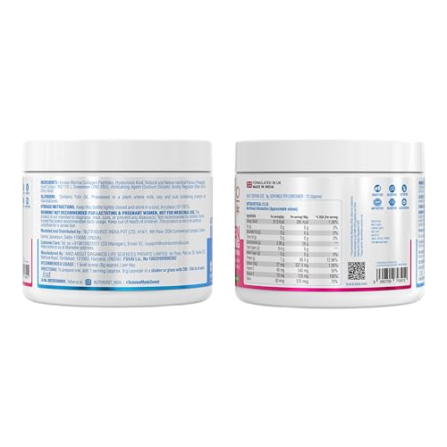 Image of Nutriburst Korean Marine Collagen Powder | Marine Collagen Peptides (Type I & III) with Hyaluronic Acid | 8g High Absorption Collagen per Serving | Pineapple Flavour | For Skin, Hair, Nails & Joint Support | For Men and Women | 100g