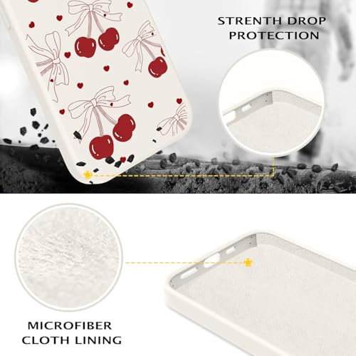 Houdqklee Funny Cherry Bow Phone Case for iPhone 14 Pro Cute Cherry Case Cover Liquid Silicone Soft Gel Rubber Phone Cover with Microfiber Lining for iPhone 14 Pro - image 4